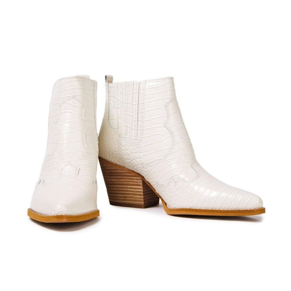 Sam Edelman White Crocodile Winona Booties